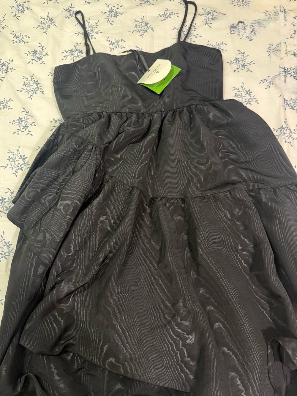 kate spade Black Textured Tiered Spaghetti-Strap High-Low Dress